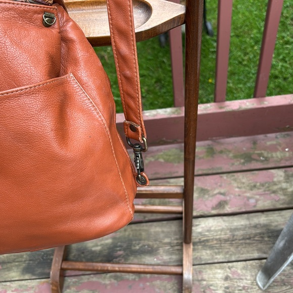 Orange Leather Backpack with Butterfly Design - Picture 6 of 16